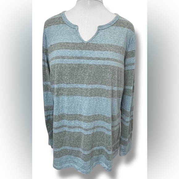 Time and Tru Women's Long Sleeve Striped Tee Shirt Relaxed Casual Coastal XXL - Picture 3 of 10
